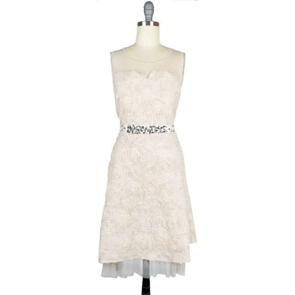 NEW Ryu Rosebud Tulle Rose Dress Champagne Sz Large Wedding Holiday Formal Boho - Picture 1 of 11